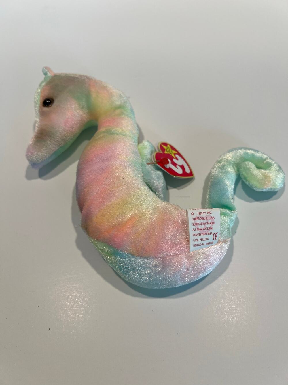 Ty Beanie Baby 1999 Neon the Seahorse Beanbag Plush Stuffed Toy P.E. Pellets JL